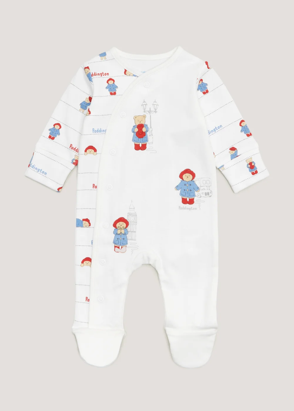 Baby White Paddington Bear Sleepsuit (Newborn-12mths) - Newborn Image 1