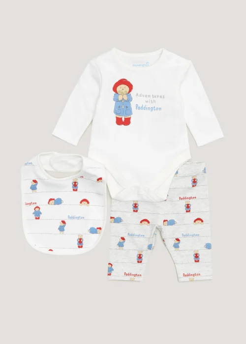 Baby 3 Piece White Paddington Bear Set (Newborn-12mths) - Newborn Image 1