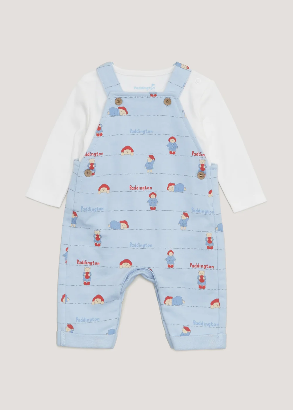 Baby Blue Paddington Bear T-Shirt & Dungarees Set (Newborn-12mths) - 0-3 months Image 1