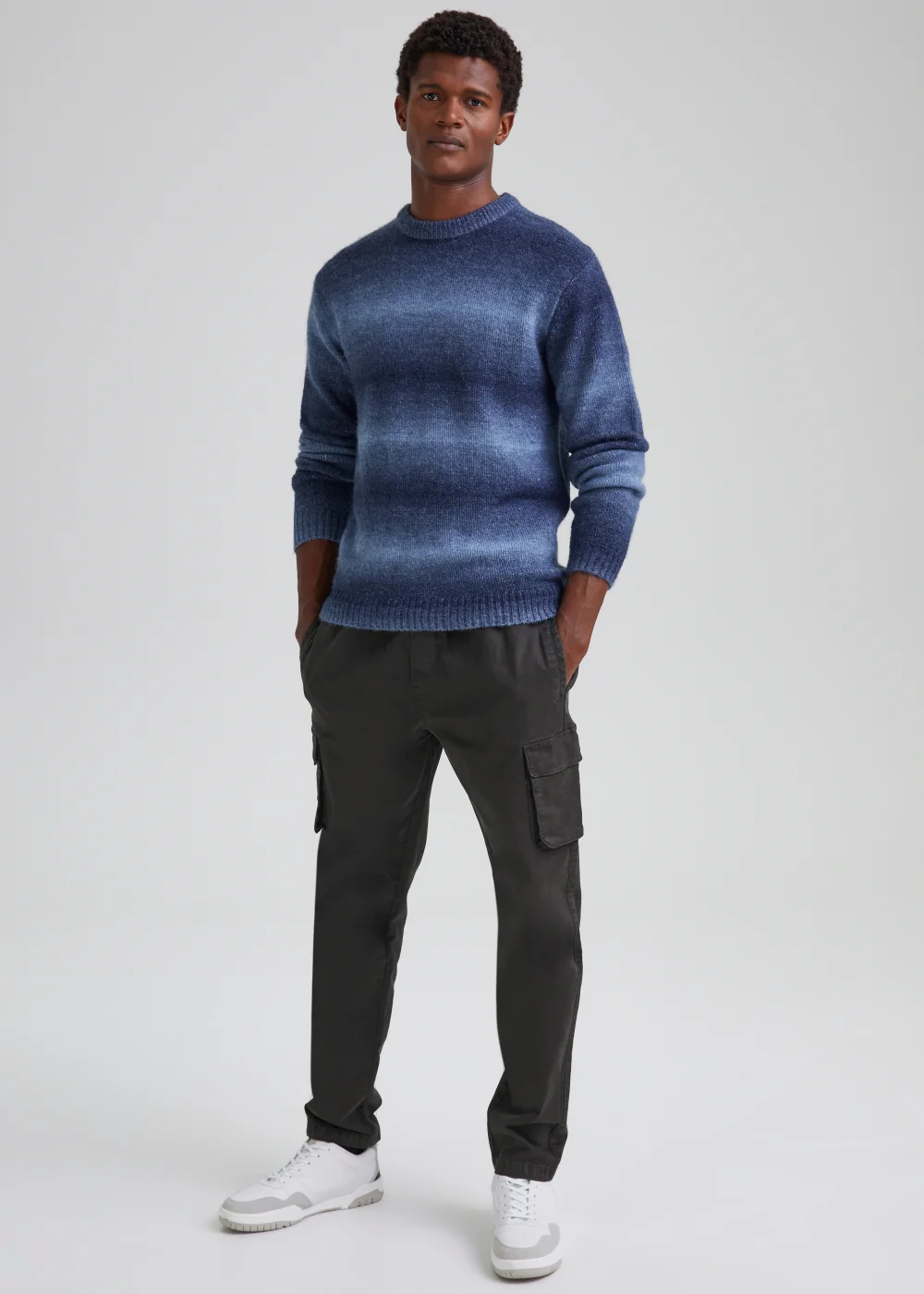 Charcoal Garment Dyed Slim Fit Cargo Trousers - Extra small Image 1