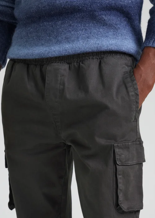 Charcoal Garment Dyed Slim Fit Cargo Trousers - Extra small Image 3
