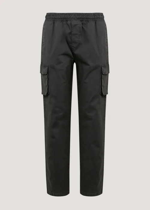 Charcoal Garment Dyed Slim Fit Cargo Trousers - Extra small Image 5