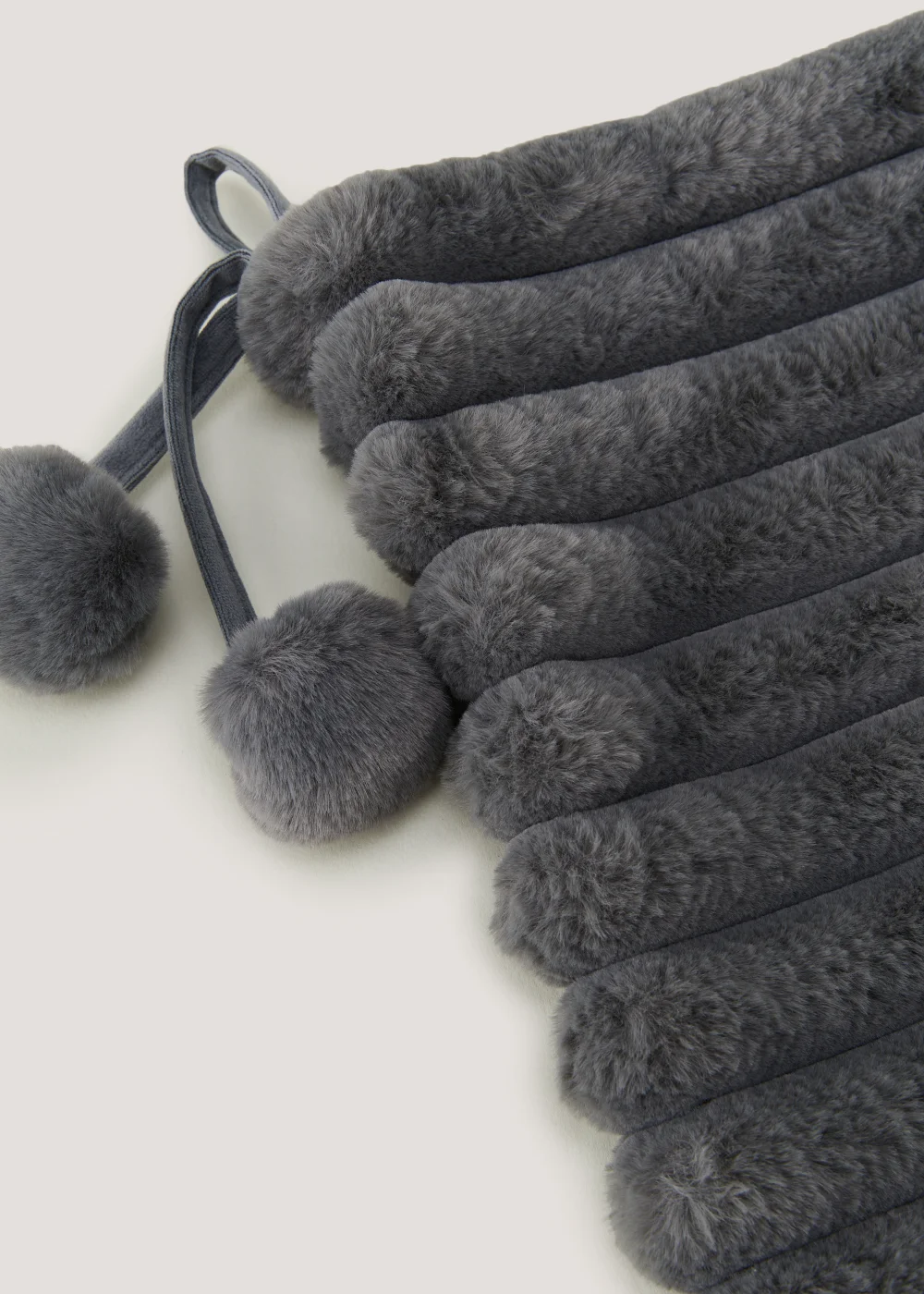 Grey Ribbed Faux Fur Christmas Stocking Image 2