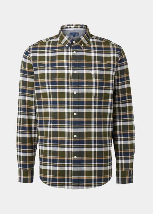 Lincoln Khaki Check Print Textured Shirt - S Image 5