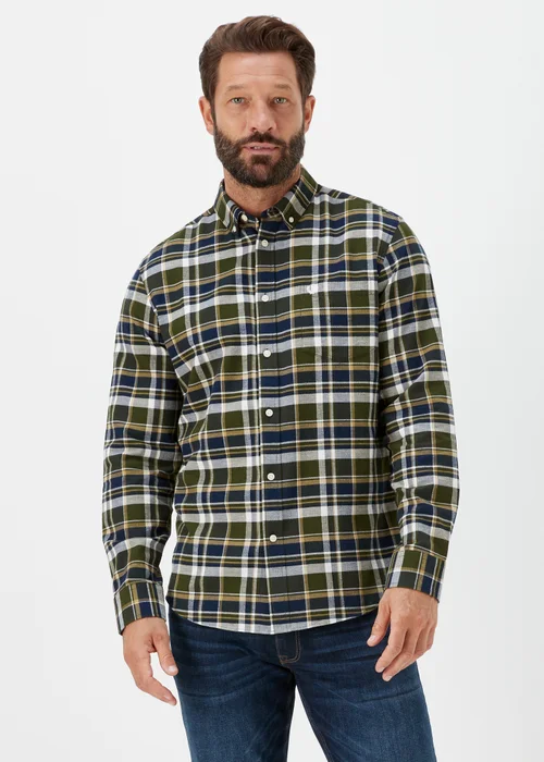 Lincoln Khaki Check Print Textured Shirt - S Image 1