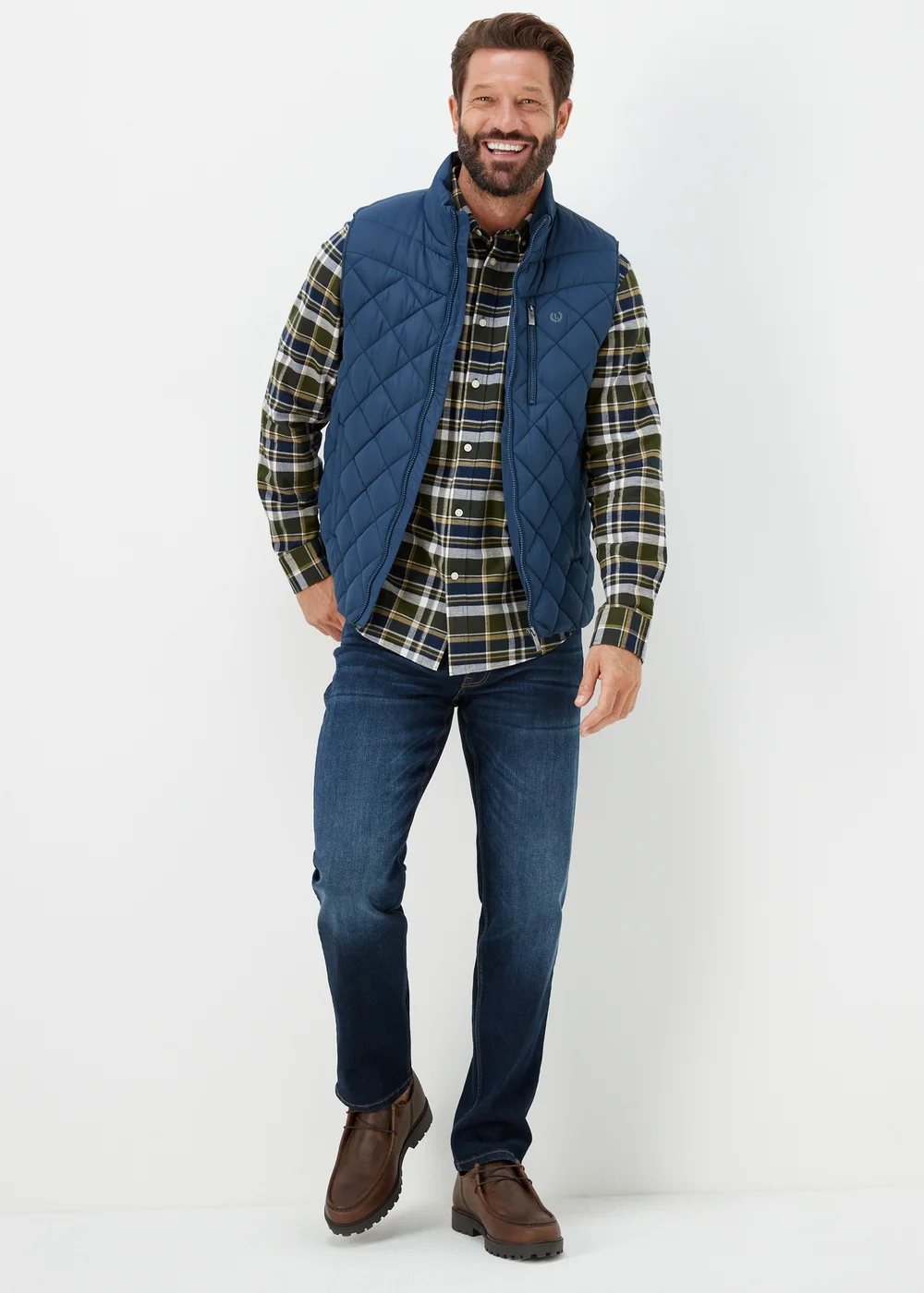 Lincoln Khaki Check Print Textured Shirt - S Image 4