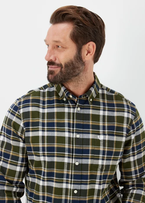 Lincoln Khaki Check Print Textured Shirt - S Image 3