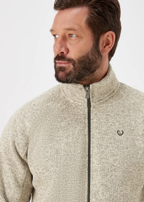 Lincoln Ecru Textured Fleece Zip Up Jacket - S Image 3