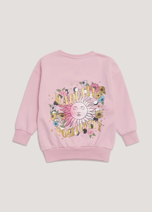 Girls Pink Sweatshirt & Black Flared Leggings Set (4-13yrs) - Age 4 Years Image 2