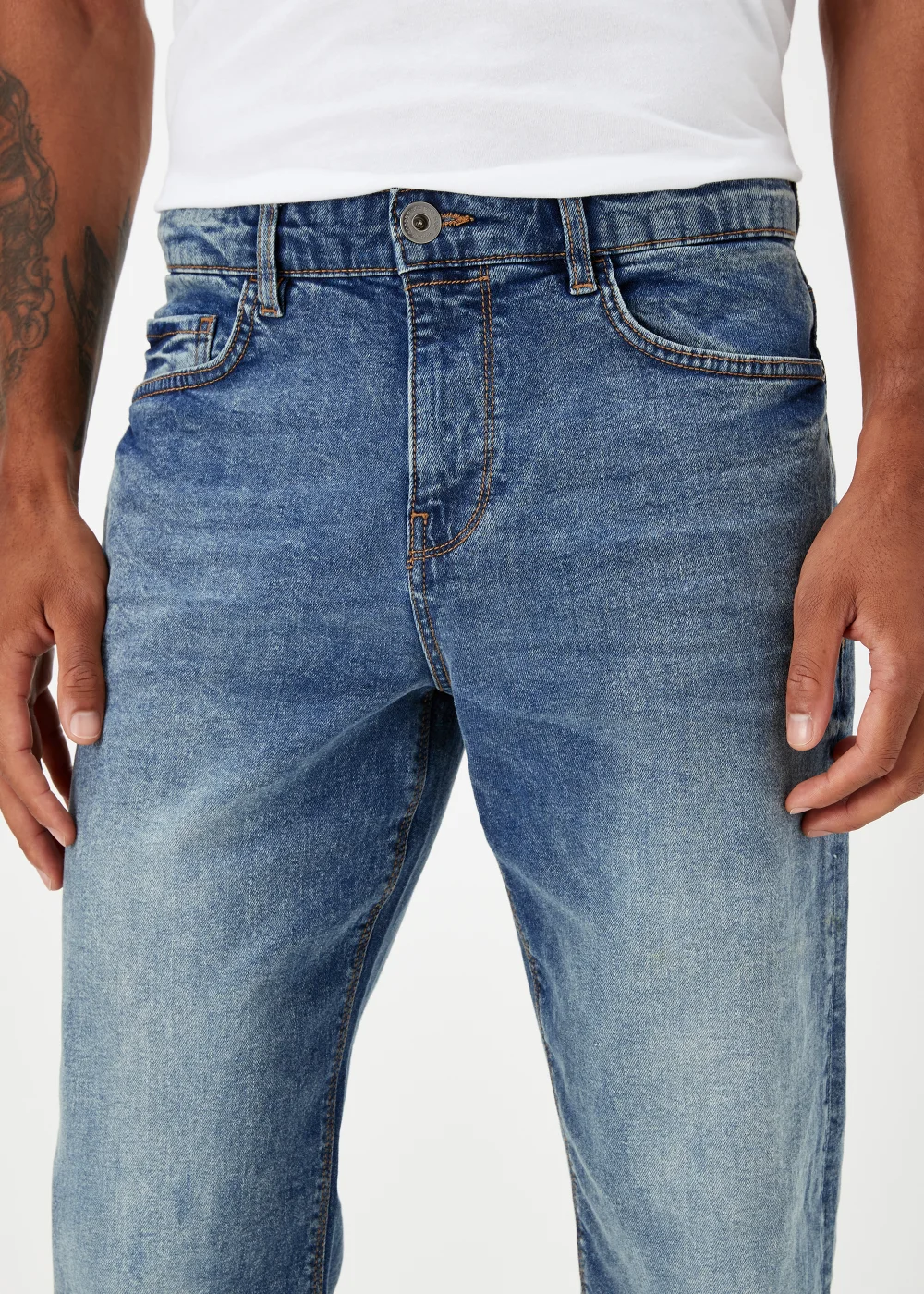 Mid Wash Straight Fit Jeans - 30 R Image 3