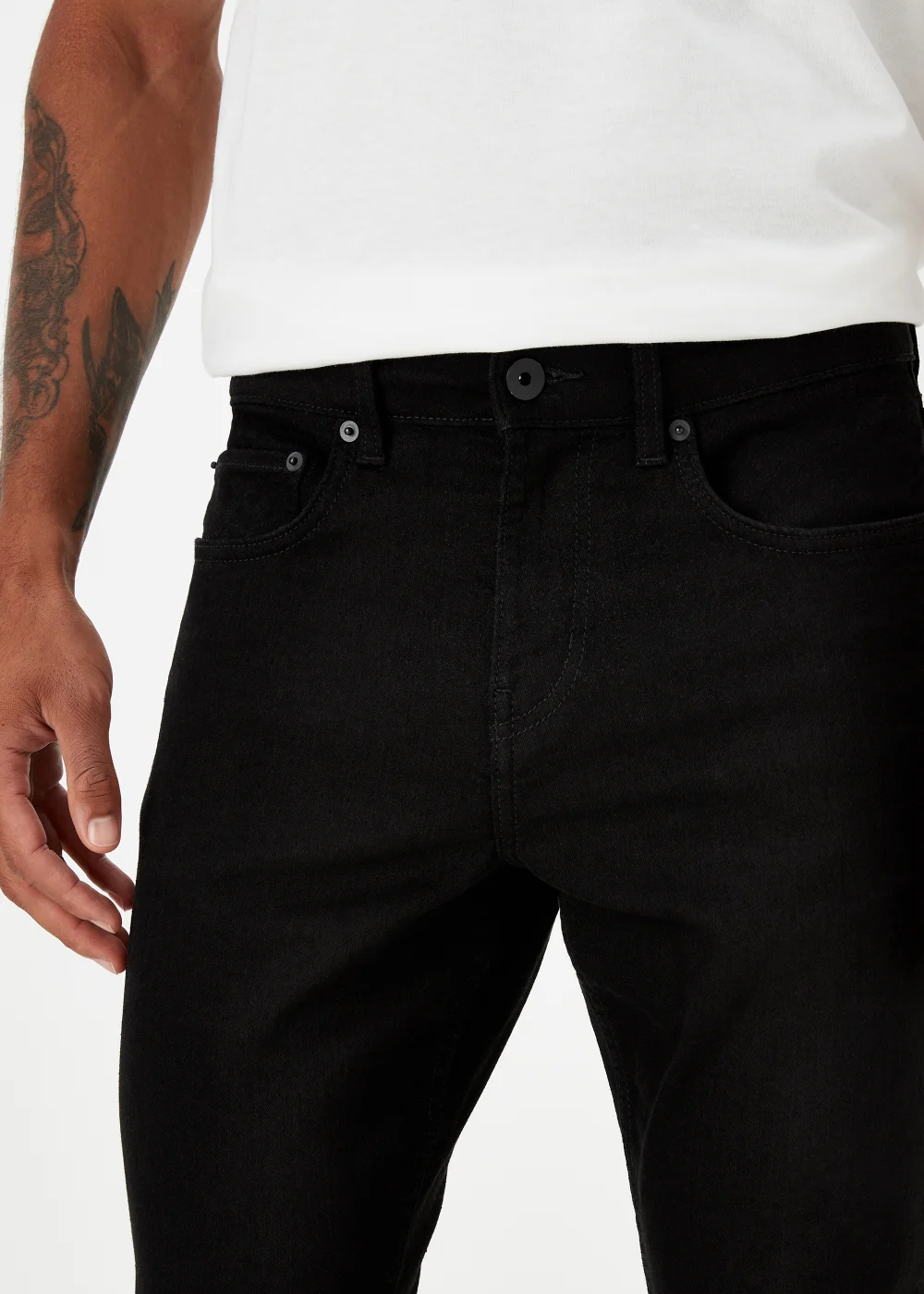 Black Stretch Super Skinny Jeans - 28 R Image 3