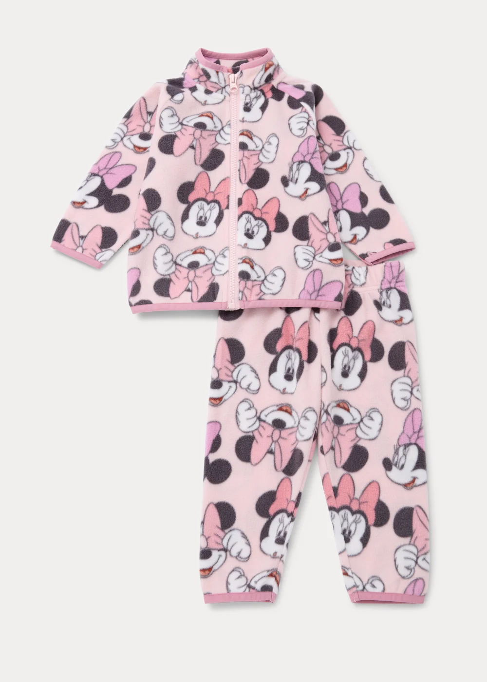 Kids Pink Disney Minnie Mouse Fleece Sweatshirt & Bottoms Set (9mths-5yrs) - Age 9 - 12 Months Image 1