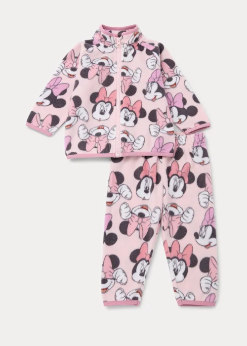 Kids Pink Disney Minnie Mouse Fleece Sweatshirt & Bottoms Set (9mths-5yrs) - Age 9 - 12 Months Image 1