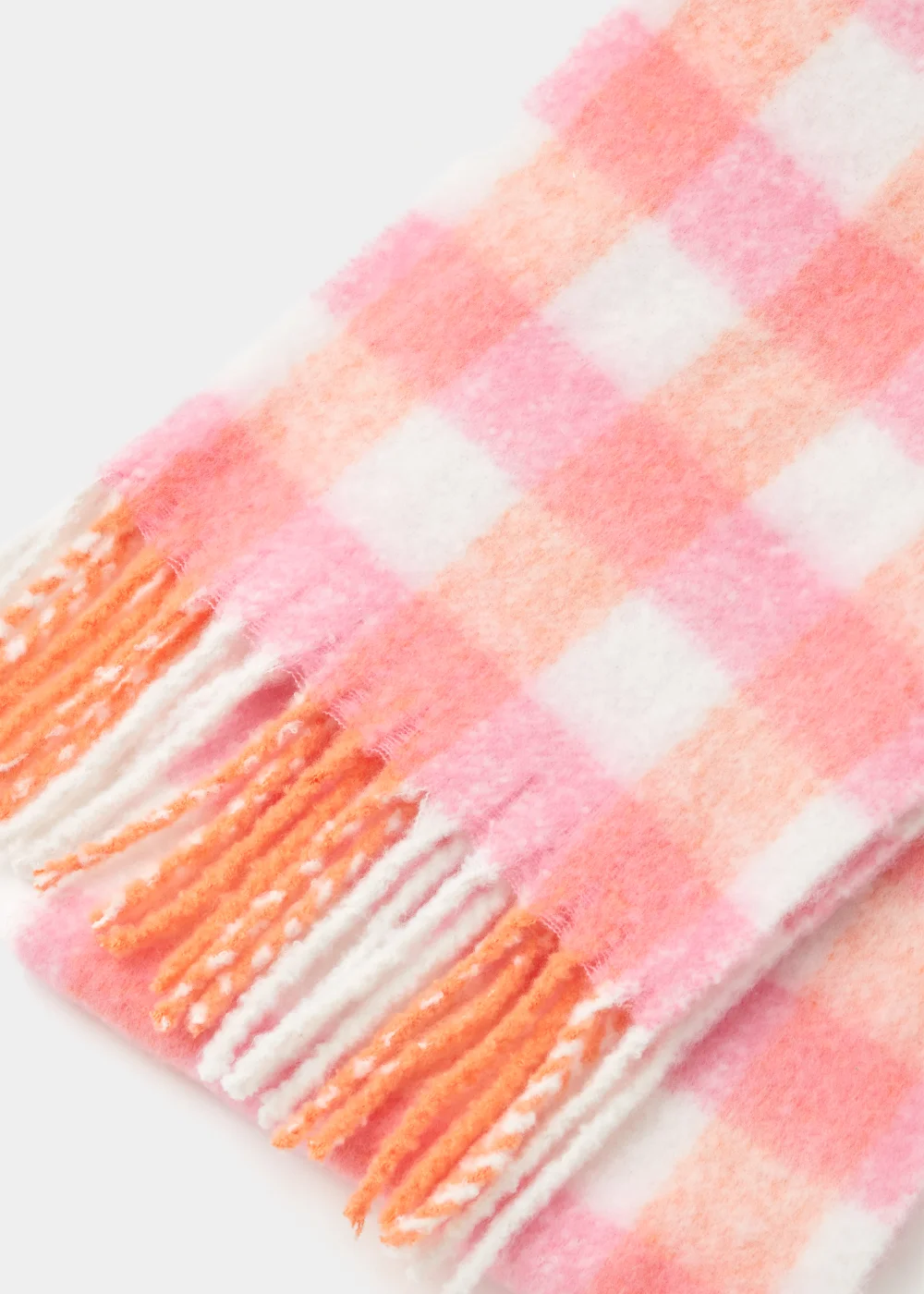 Girls Pink Check Brushed Scarf - One Size Image 2