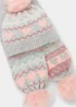 Kids 2 Pack Heart Knitted Bobble Hat & Scarf Set (3-10yrs) - Age 7-10 Years Image 2