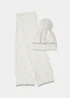 Girls 2 Piece White Pearl Heat Seal Hat & Scarf Set (7-10yrs) - Age 7-10 Years Image 1