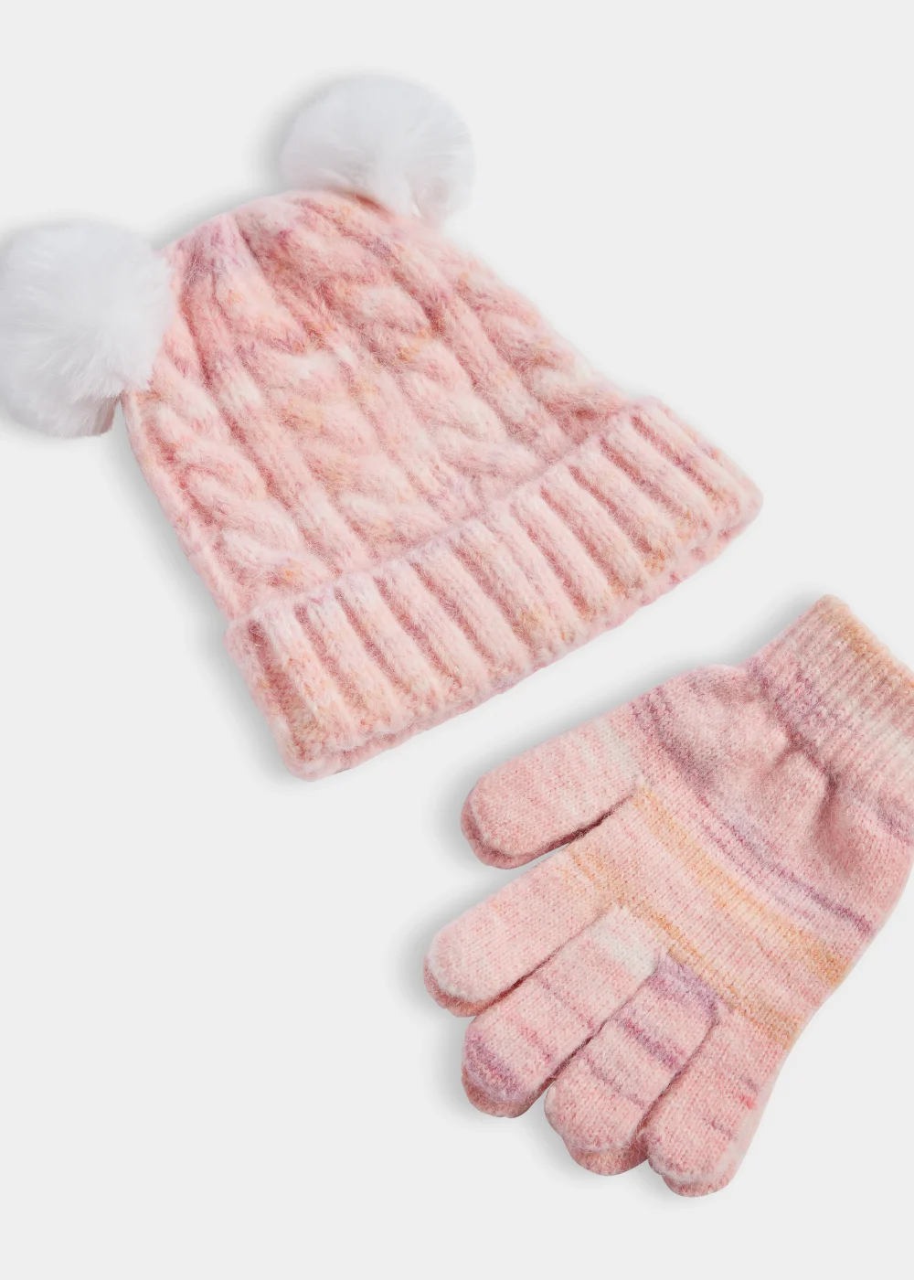 Girls 2 Piece Pink Ombre Hat & Gloves Set (3-10yrs) - Age 7-10 Years Image 2