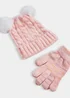 Girls 2 Piece Pink Ombre Hat & Gloves Set (3-10yrs) - Age 7-10 Years Image 2