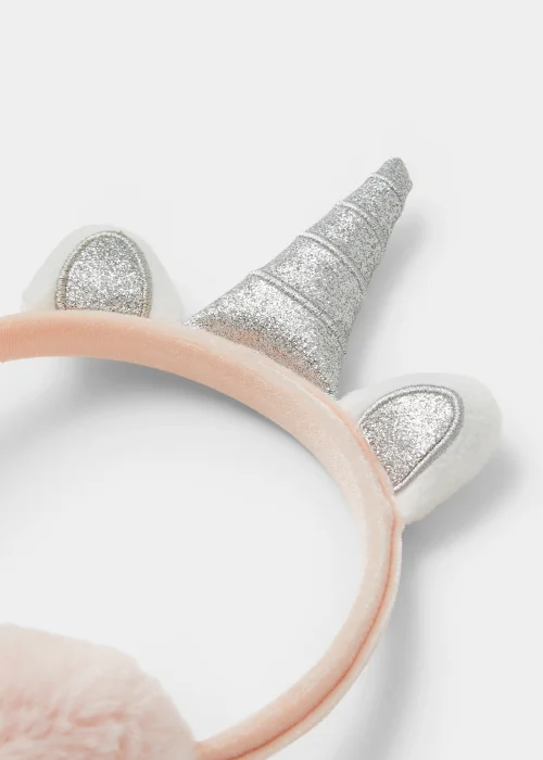 Girls Pale Pink Unicorn Ear Muffs - One Size Image 2