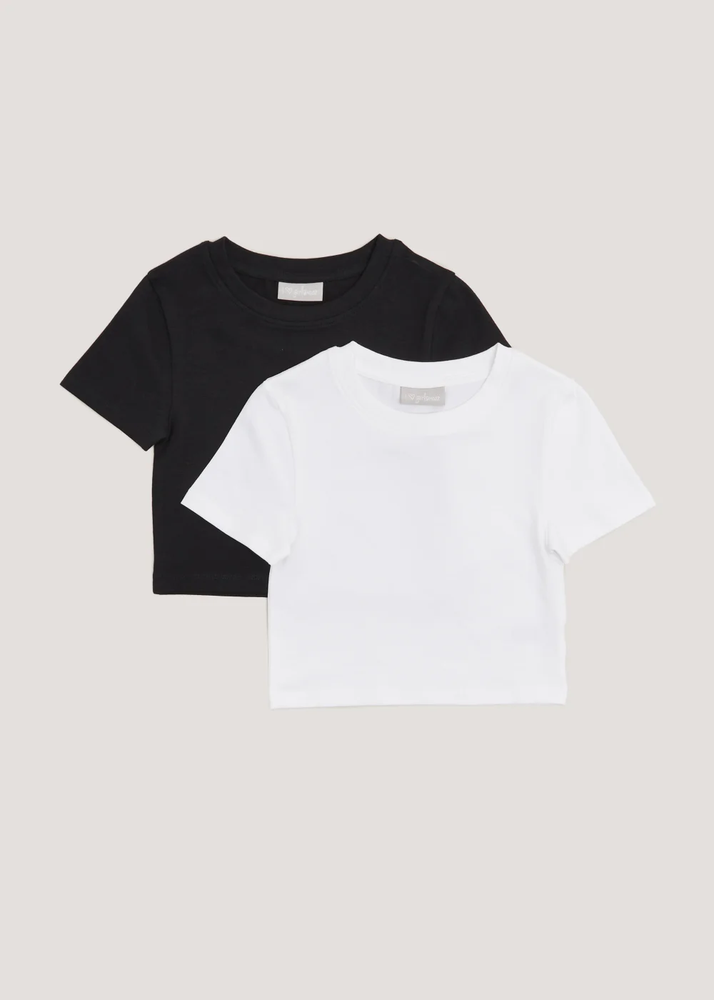Girls 2 Pack Black & White Crewneck T-Shirts (4-15yrs) - 4 Yrs Image 1