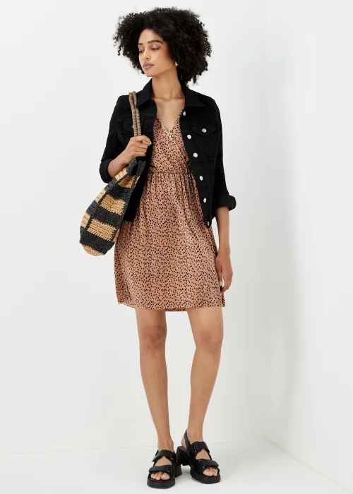 Beige Spot Plisse Mini Dress - 8 Image 4