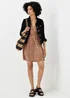 Beige Spot Plisse Mini Dress - 8 Image 4