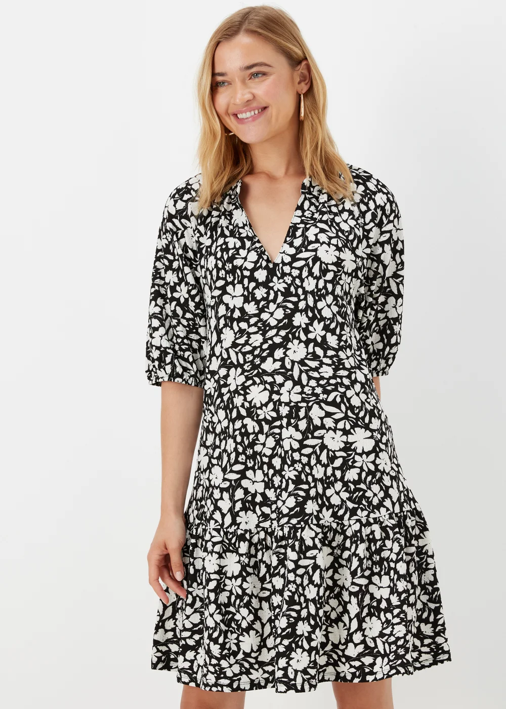 Cream Paisley Print Crinkle Jersey Mini Dress - 8 Image 1