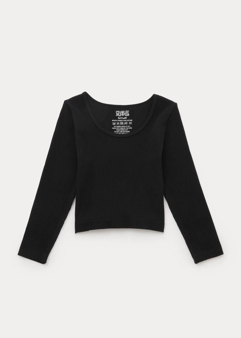 Girls Black Seamless Long Sleeve Top (7-15yrs) - S Image 1