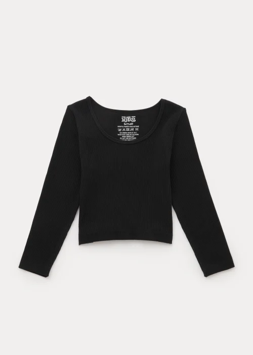 Girls Black Seamless Long Sleeve Top (7-15yrs) - S Image 1