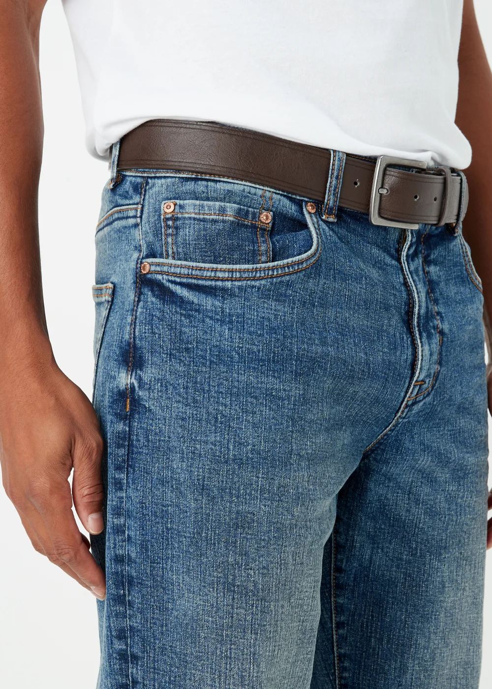 Mid Wash Straight Fit Jeans - 30 R Image 3