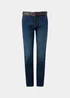Dark Wash Slim Fit Belted Jeans - 30 Waist Regular Image 5