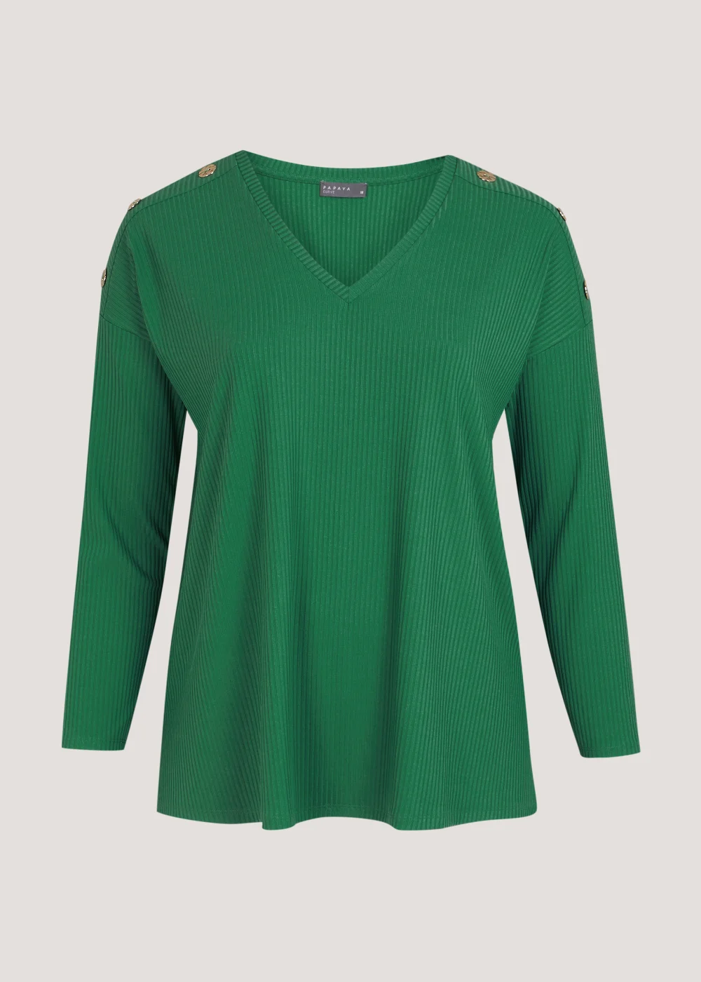 Papaya Curve Green Button Jersey Long Sleeve Top - Size 18 Image 1