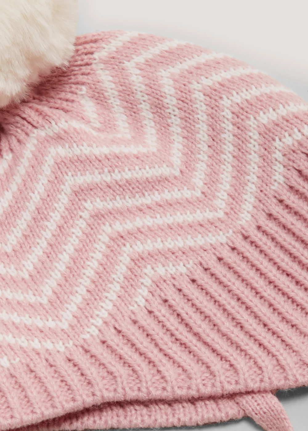 Pink Knit Baby Trapper Hat (Newborn-24mths) - Age 0 - 3 Months Image 2