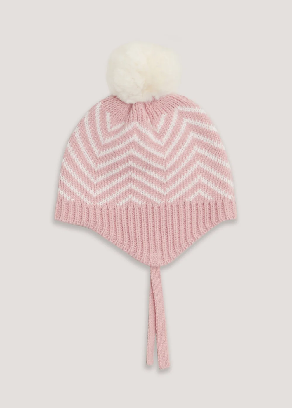 Pink Knit Baby Trapper Hat (Newborn-24mths) - Age 0 - 3 Months Image 1