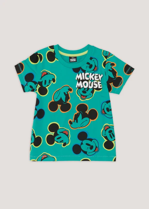 Kids Teal Mickey Mouse Print T-Shirt (9mths-6yrs) - Age 9 - 12 Months Image 1
