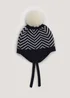 Navy Diagonal Knit Baby Trapper Hat (Newborn-2yrs) - Age 0 - 3 Months Image 1