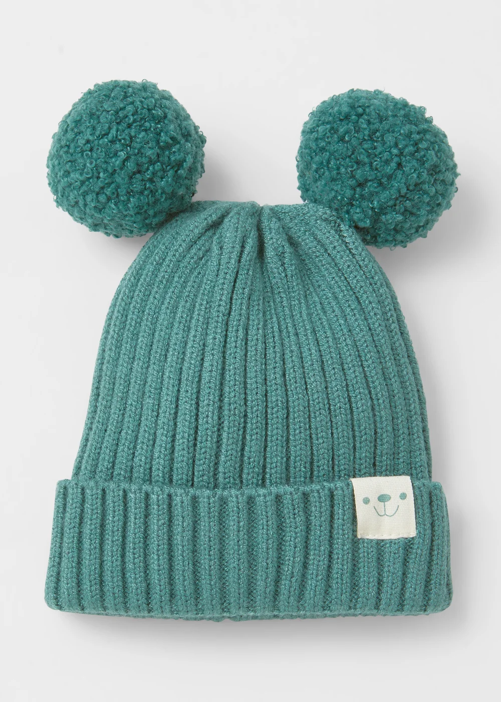 Sage Teddy Fleece Double Pom Pom Baby Hat (Newborn-2yrs) - Age 0 - 3 Months Image 1