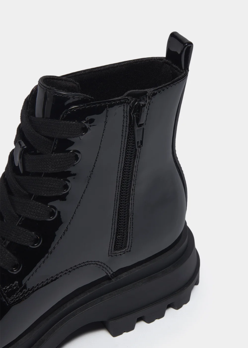Girls Black Patent Lace Up Boots (Younger 10-Older 5) - Size 1 Image 2