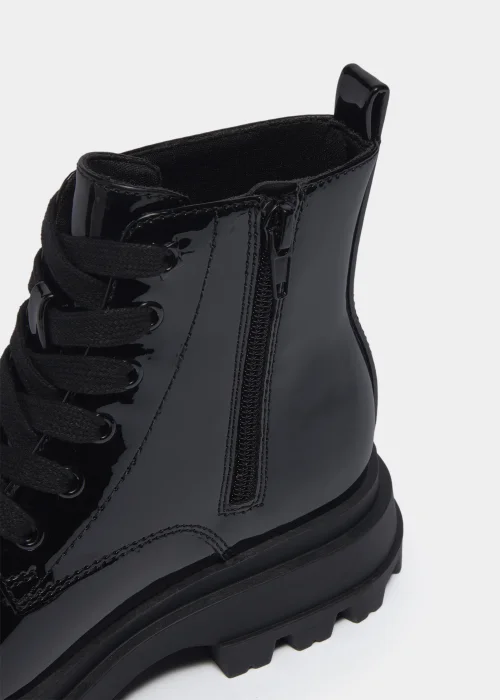 Girls Black Patent Lace Up Boots (Younger 10-Older 5) - Size 1 Image 2