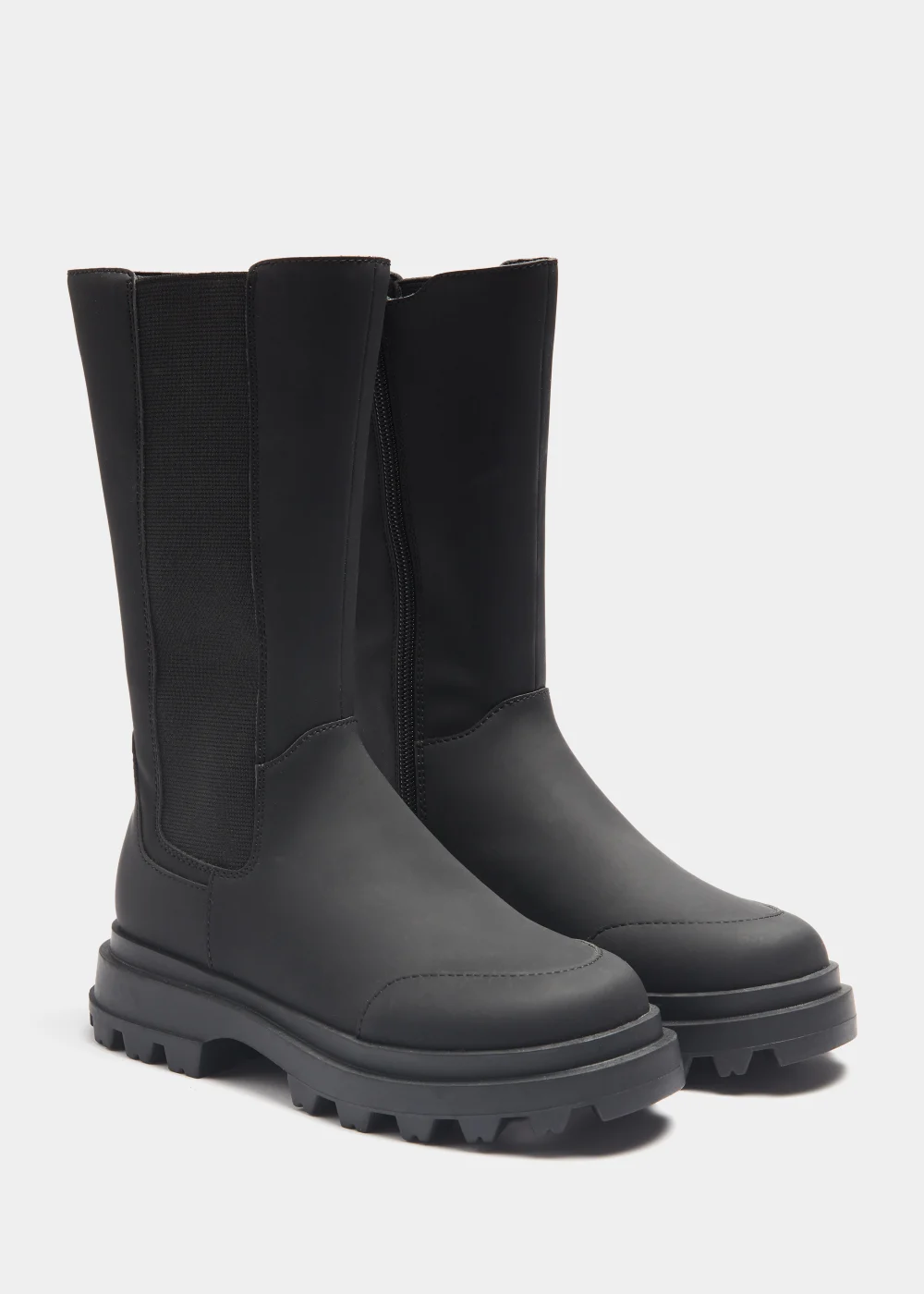 Girls Black Chelsea Knee High Boots (Younger 10-Older 5) - Size 1 Image 1
