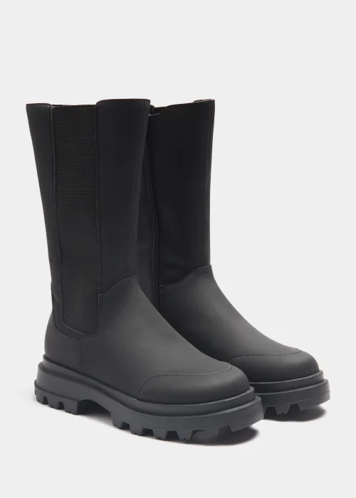 Girls Black Chelsea Knee High Boots (Younger 10-Older 5) - Size 1 Image 1