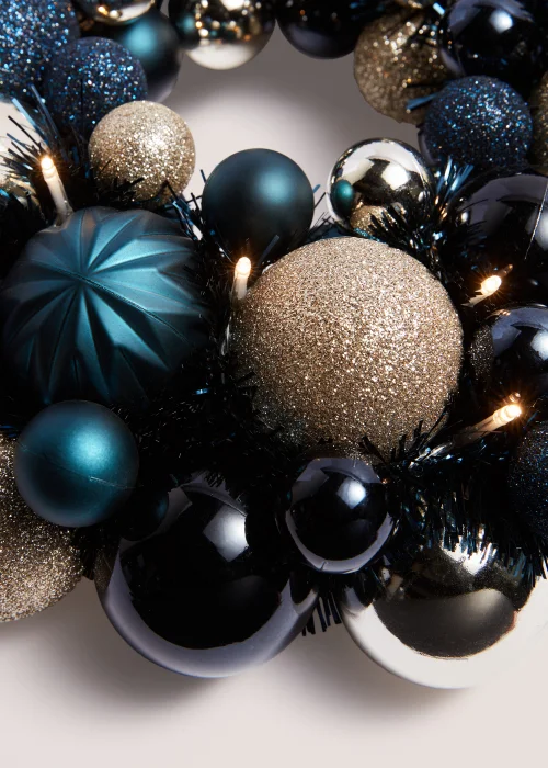 Multicoloured Christmas Bauble Wreath (34cm x 34cm x 11cm) Image 2