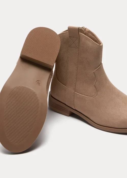 Girls Tan Western Ankle Boots (Younger 10-Older 5) - Size 10 Infants Image 2