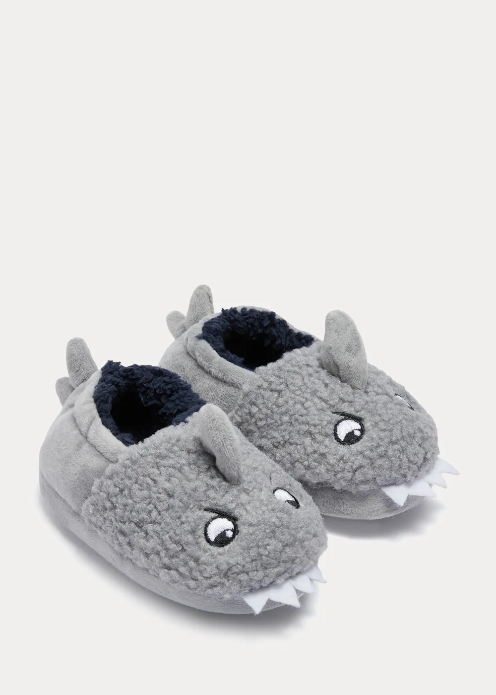 Kids Grey Shark Slippers (Younger 4-12) - Size 4 Infants Image 1