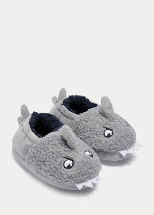 Kids Grey Shark Slippers (Younger 4-12) - Size 4 Infants Image 1