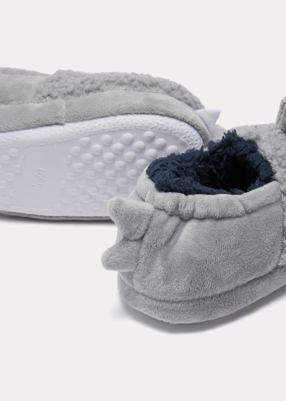 Kids Grey Shark Slippers (Younger 4-12) - Size 4 Infants Image 2