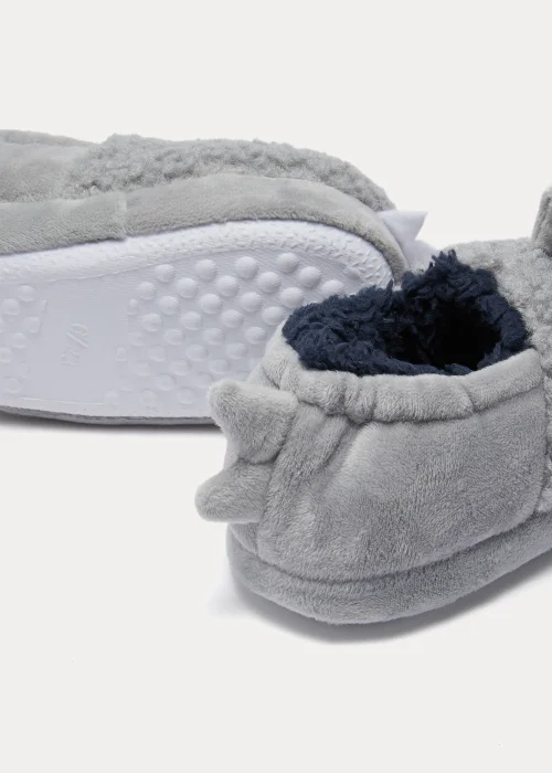 Kids Grey Shark Slippers (Younger 4-12) - Size 4 Infants Image 2