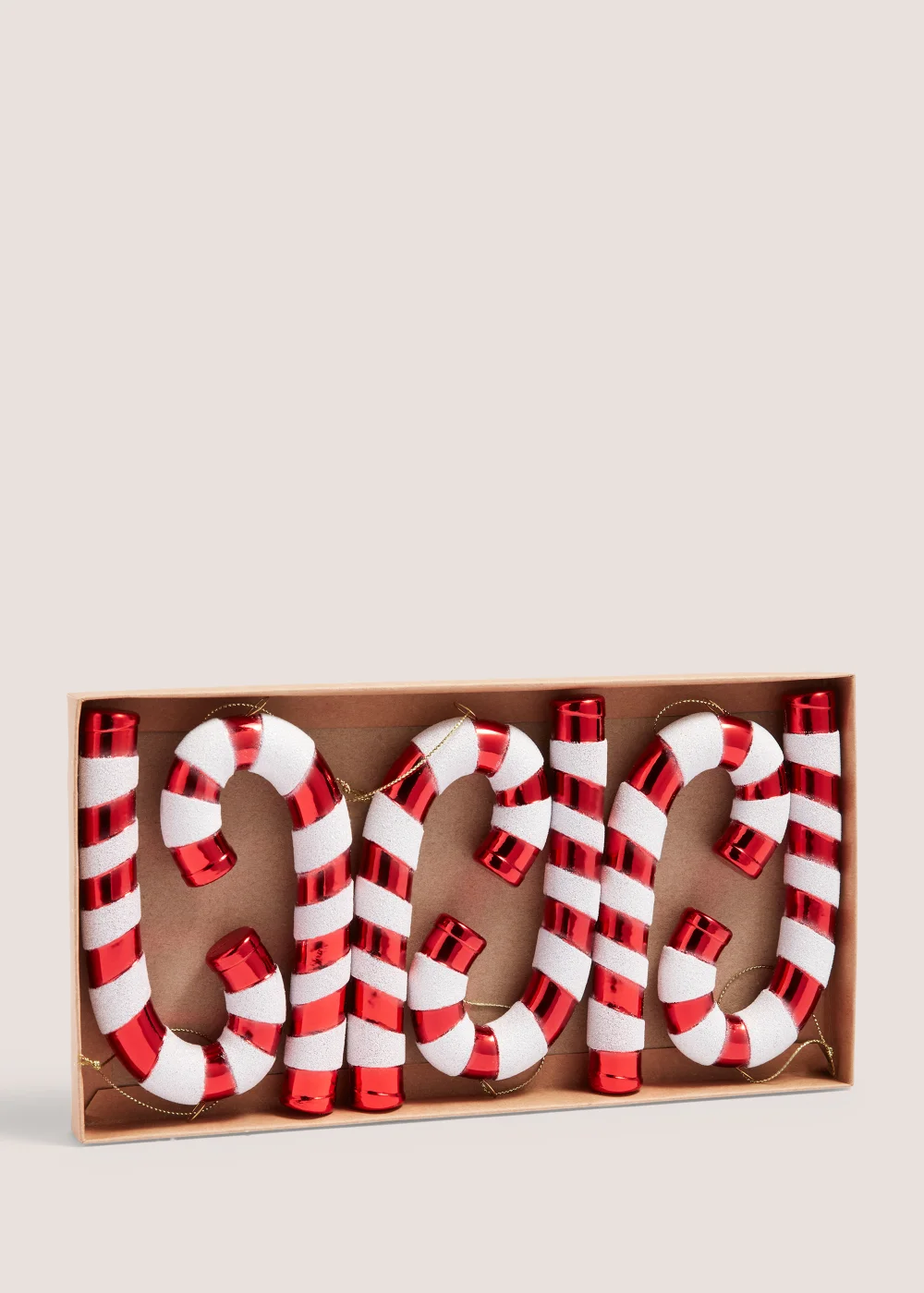 6 Pack Candy Cane Christmas Tree Decorations (14cm) Image 1