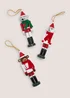 3 Pack Wooden Nutcracker Christmas Tree Decorations (4cm x 3cm x 13cm) Image 2