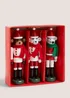 3 Pack Wooden Nutcracker Christmas Tree Decorations (4cm x 3cm x 13cm) Image 1